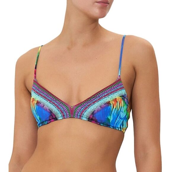 Camilla "Age Of Asteria" Rouched-Back Crop Bikini Top, Multicolor - Picture 2 of 3
